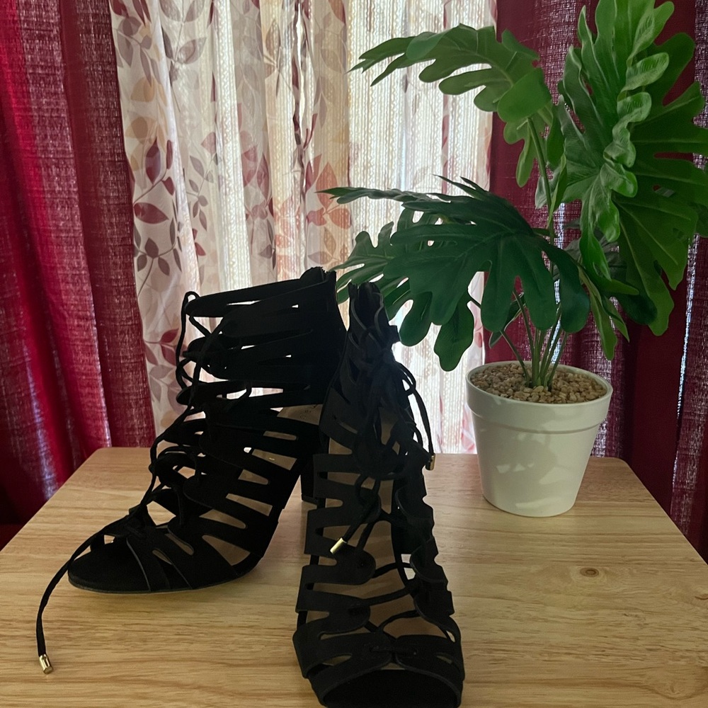 Madden Girl Black Lace-Up Heels